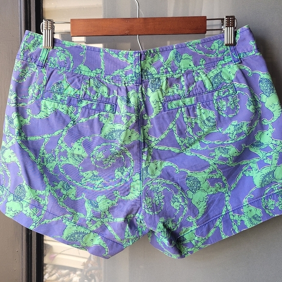Lilly Pulitzer Callahan Shorts "Multi Lilly Loves Hawaii" Elephants Green Size 6 - Picture 3 of 12